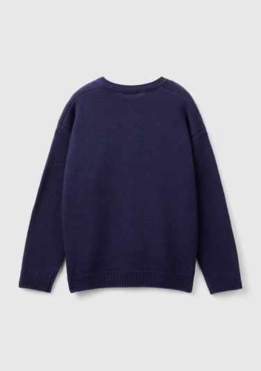  Kız Çocuk Lacivert Önü Düğmeli Nervür Detaylı Hırka