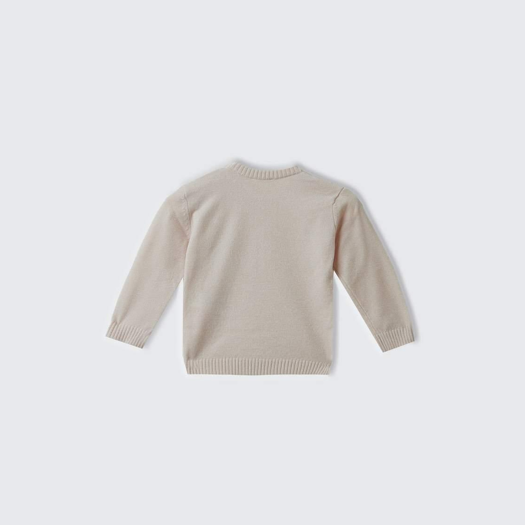 Bebek Toz Pembe Önü Tavşan İşlemeli Omzu Düğme Detaylı Bisiklet Yaka Kazak