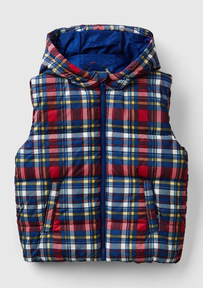  Erkek Çocuk Mavi Mix Fermuar Kapamalı Tamamı Desenli Kapüşonlu Yelek