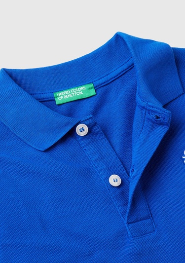  Erkek Çocuk Saks Mavi Logolu Polo T-Shirt