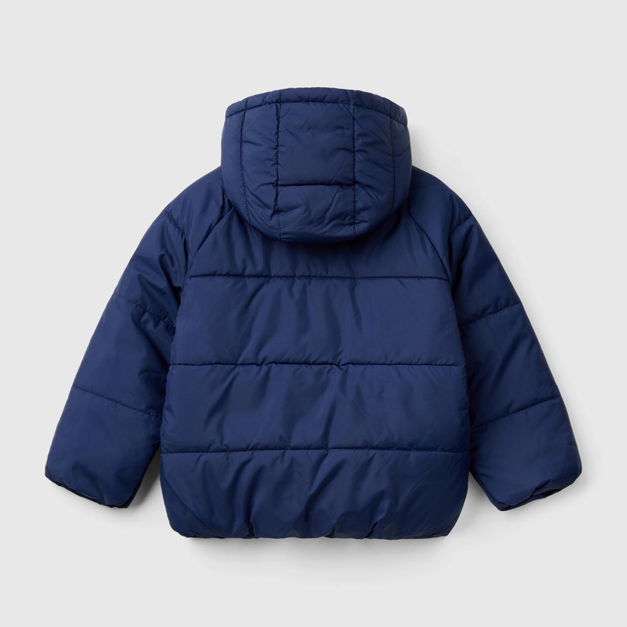 Erkek Çocuk Lacivert Sol Göğsü Logo Yamalı Önü Cepli Kapüşonlu Fermuarlı Mont