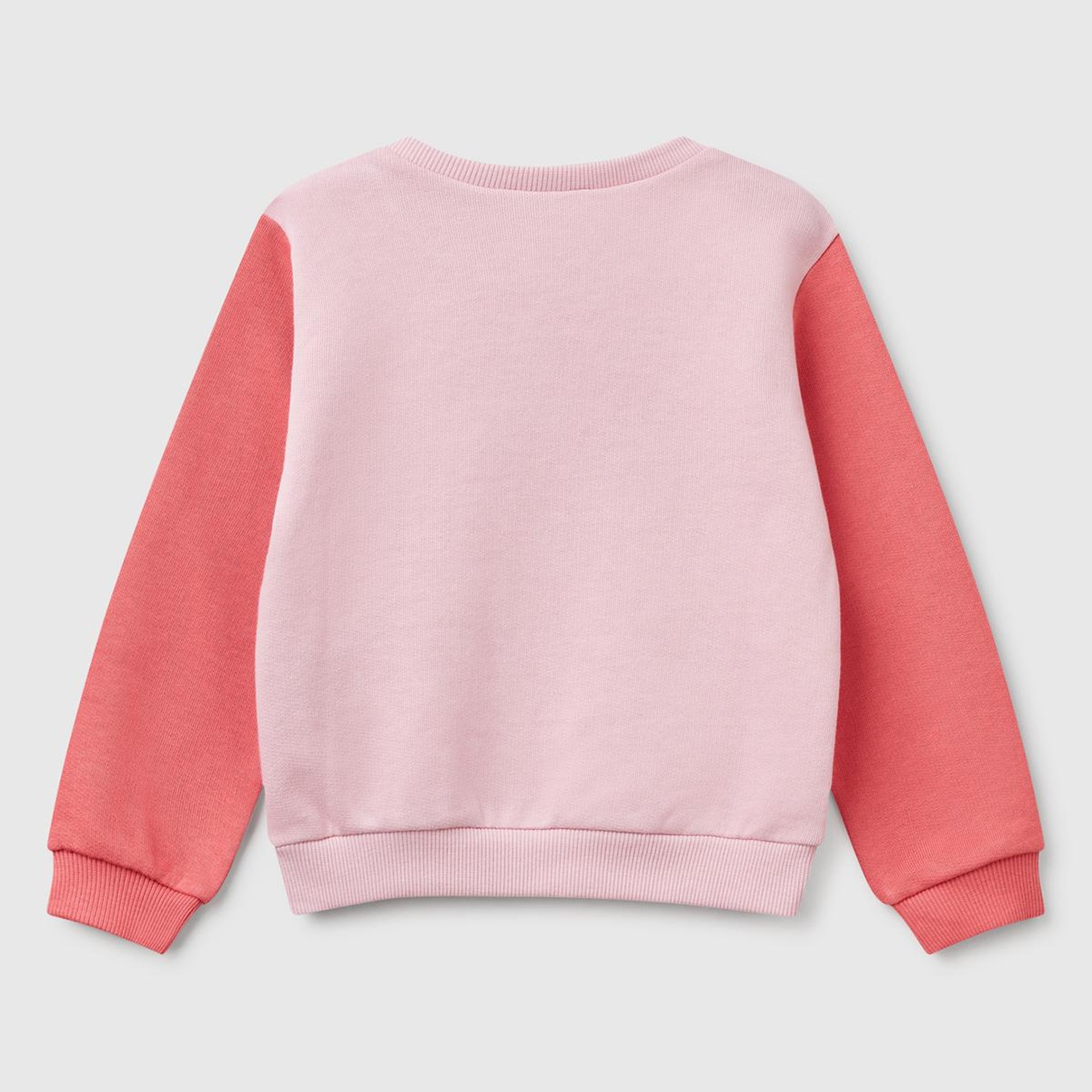 Kız Çocuk Beyaz Mix Simli Benetton Logo Baskılı Bisiklet Yaka Sweatshirt