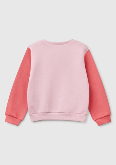 Kız Çocuk Beyaz Mix Simli Benetton Logo Baskılı Bisiklet Yaka Sweatshirt