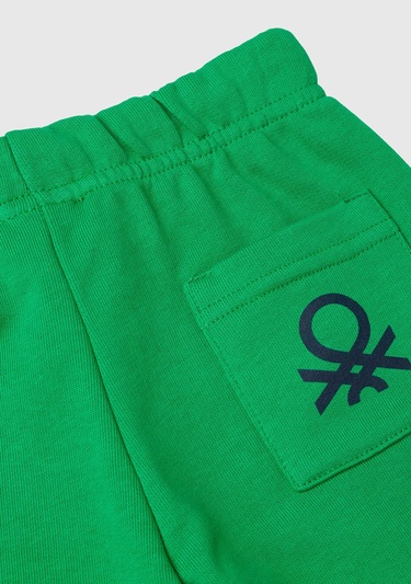  Erkek Çocuk Yeşil Arka Cebi Logolu Sweat Şort