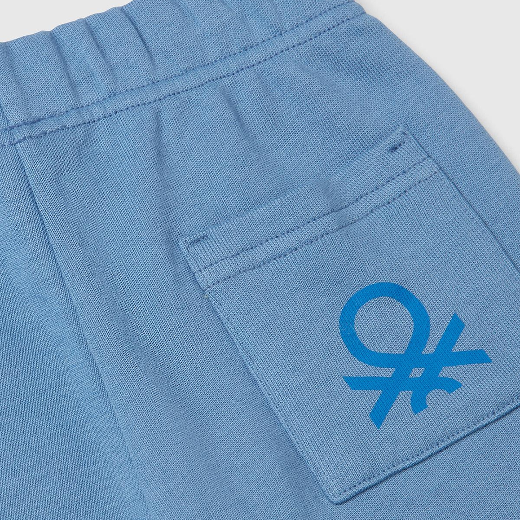 Erkek Çocuk Havacı Mavi Arka Cebi Logolu Sweat Şort