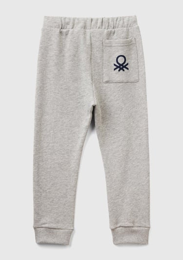  Erkek Çocuk Gri Melanj Arka Cebi Logo Eşofman Altı