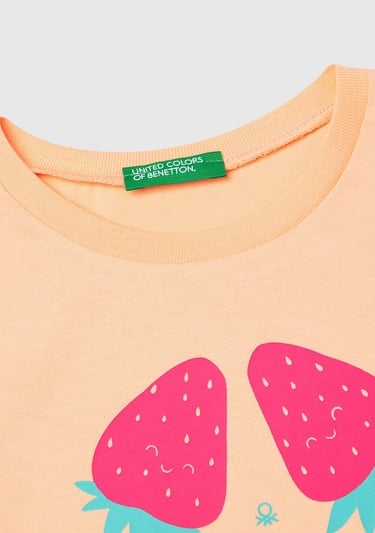  Kız Çocuk Yavruağzı Grafik Baskılı Kısa Kollu T-Shirt