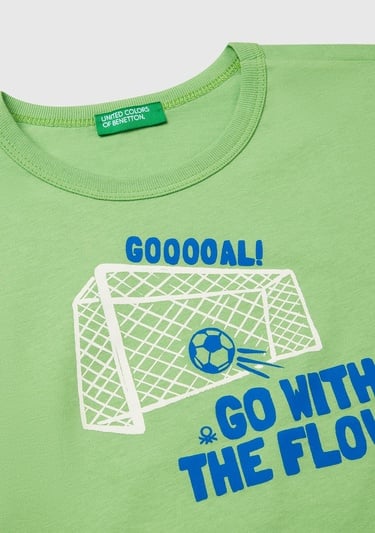  Erkek Çocuk Fıstık Yeşili Grafik Baskılı Kısa Kollu T-Shirt