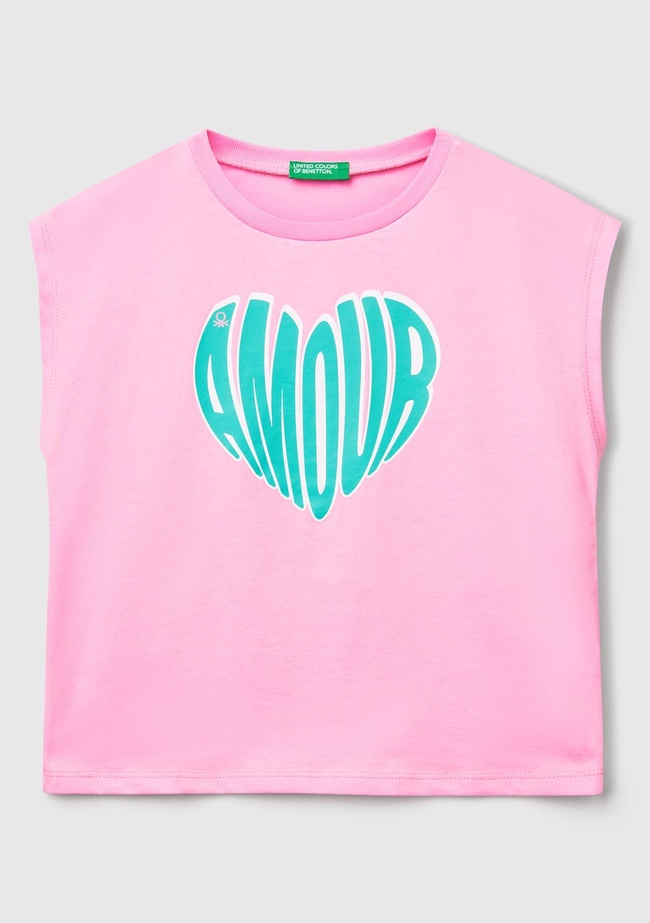  Kız Çocuk Pembe Grafik Baskılı Kısa Kollu T-Shirt