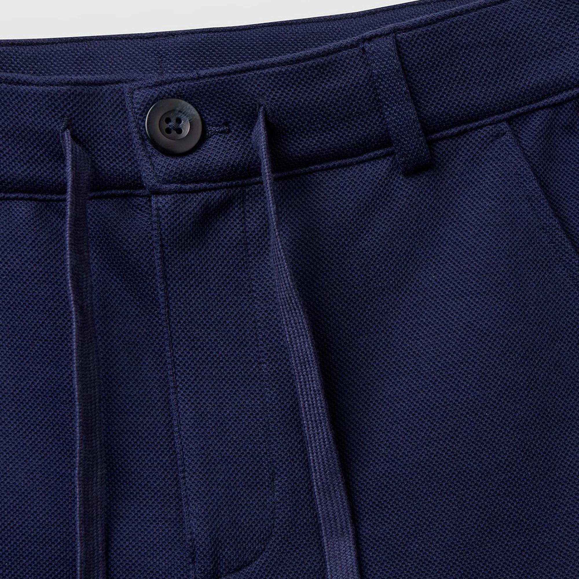 Erkek Çocuk Lacivert Büzgü İpli Düğmeli Arka Cebi Biyeli Bermuda Şort