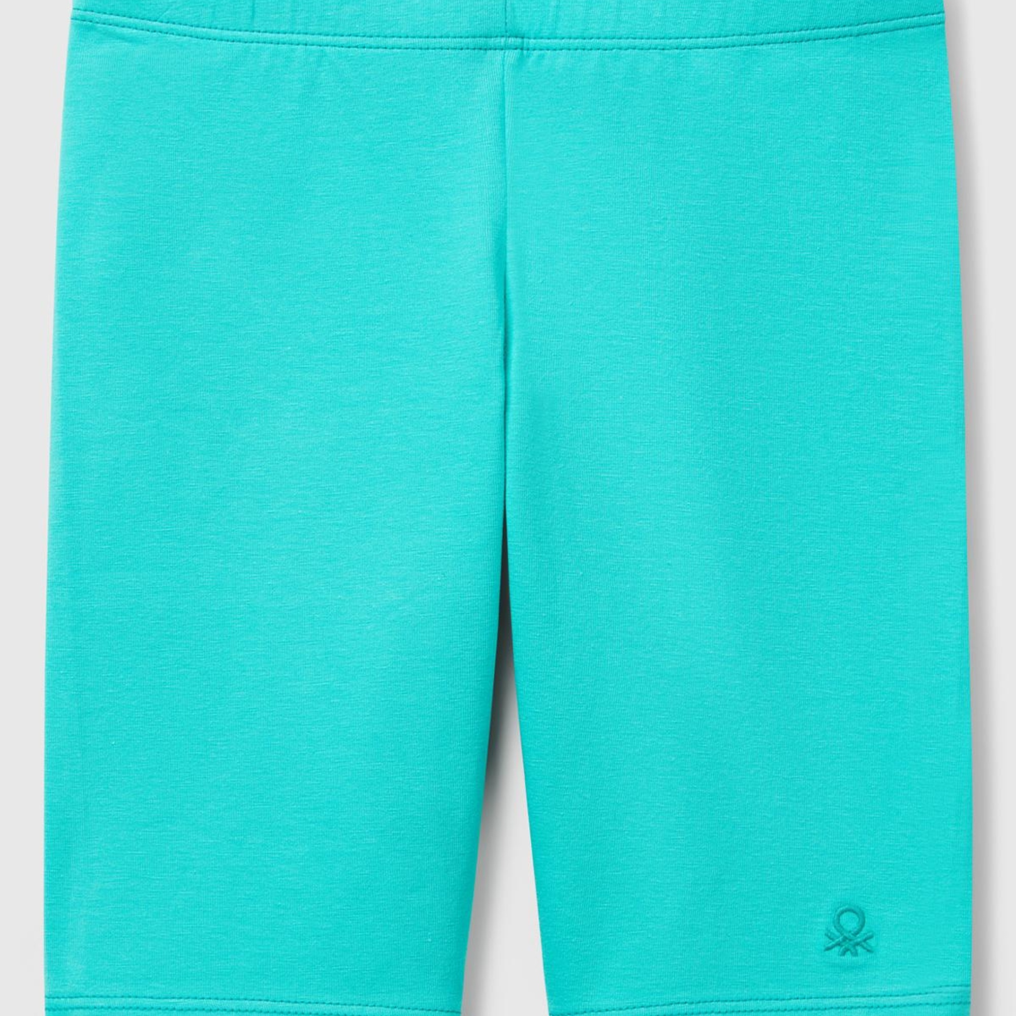 Kız Çocuk Yeşil Ton Sür Ton Logo İşlemeli Mini Bisikletçi Taytı