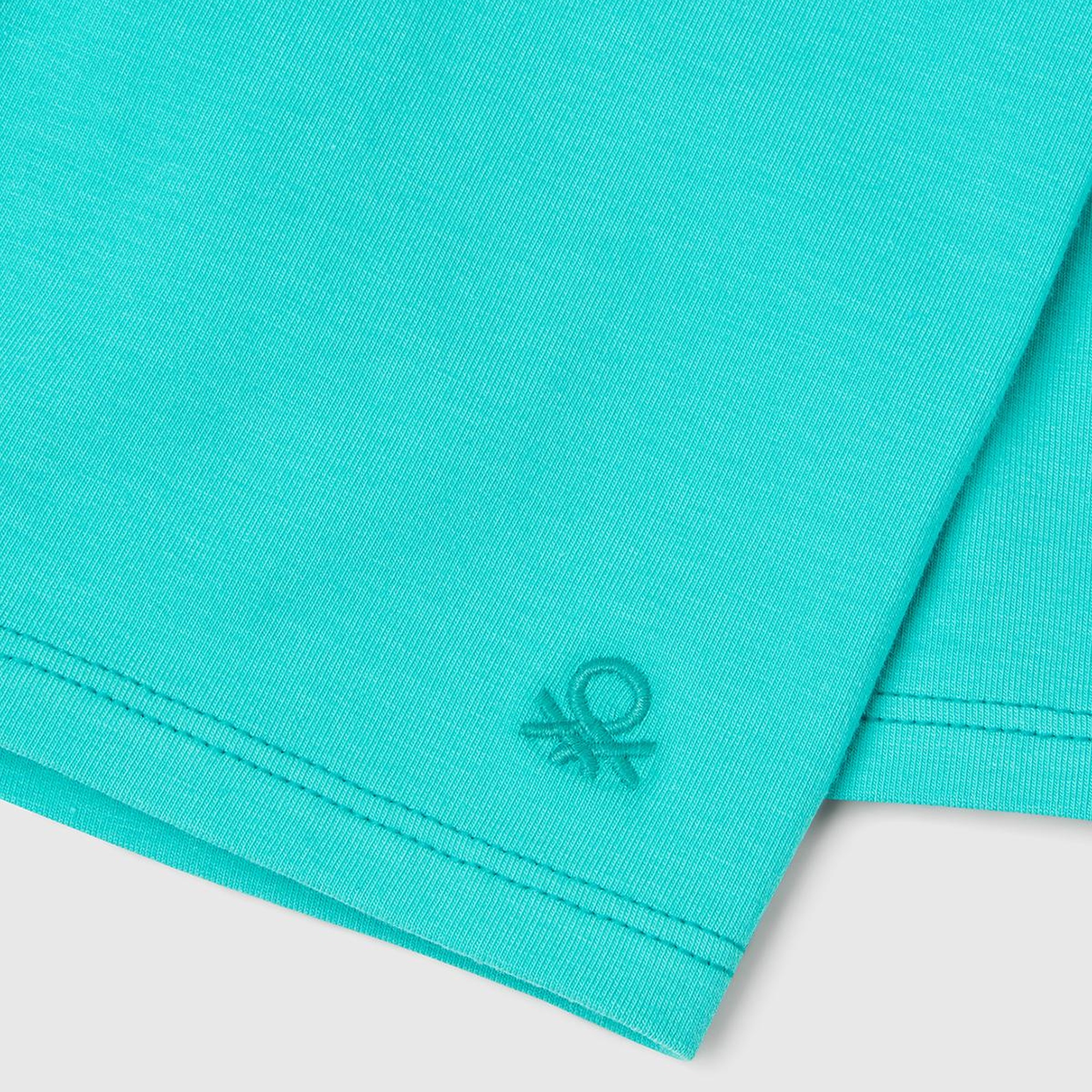 Kız Çocuk Yeşil Ton Sür Ton Logo İşlemeli Mini Bisikletçi Taytı