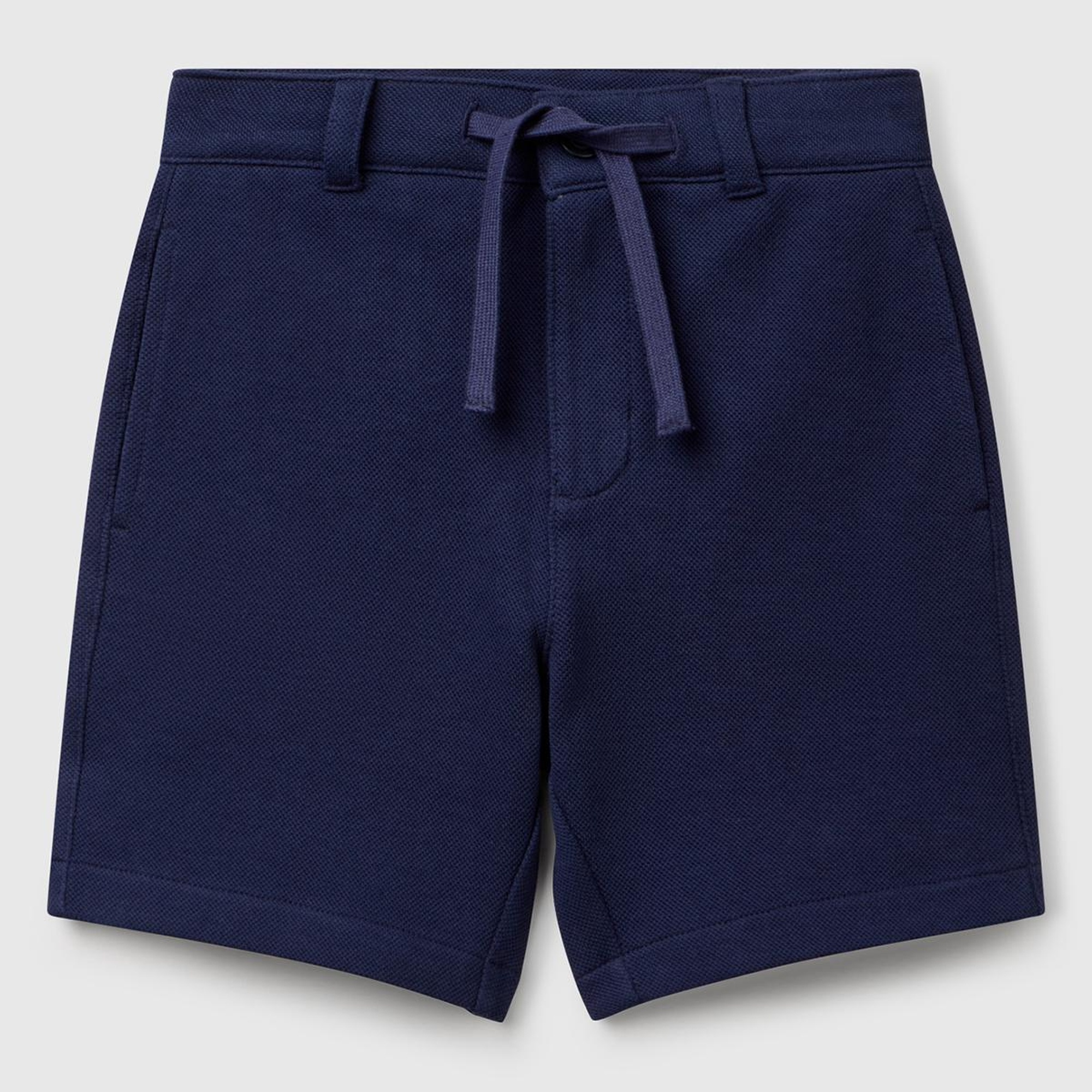 Erkek Çocuk Lacivert Büzgü İpli Fermuarlı Arkası Yama Cepli Bermuda Şort