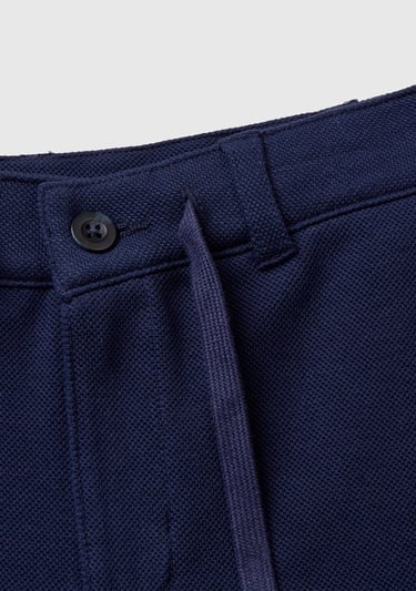  Erkek Çocuk Lacivert Büzgü İpli Fermuarlı Arkası Yama Cepli Bermuda Şort