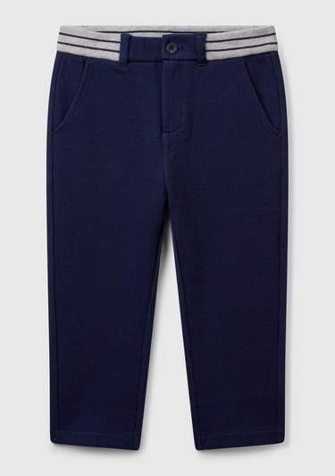  Erkek Çocuk Lacivert Bel Bandı Çizgili Yama Cepli Eşofman Altı