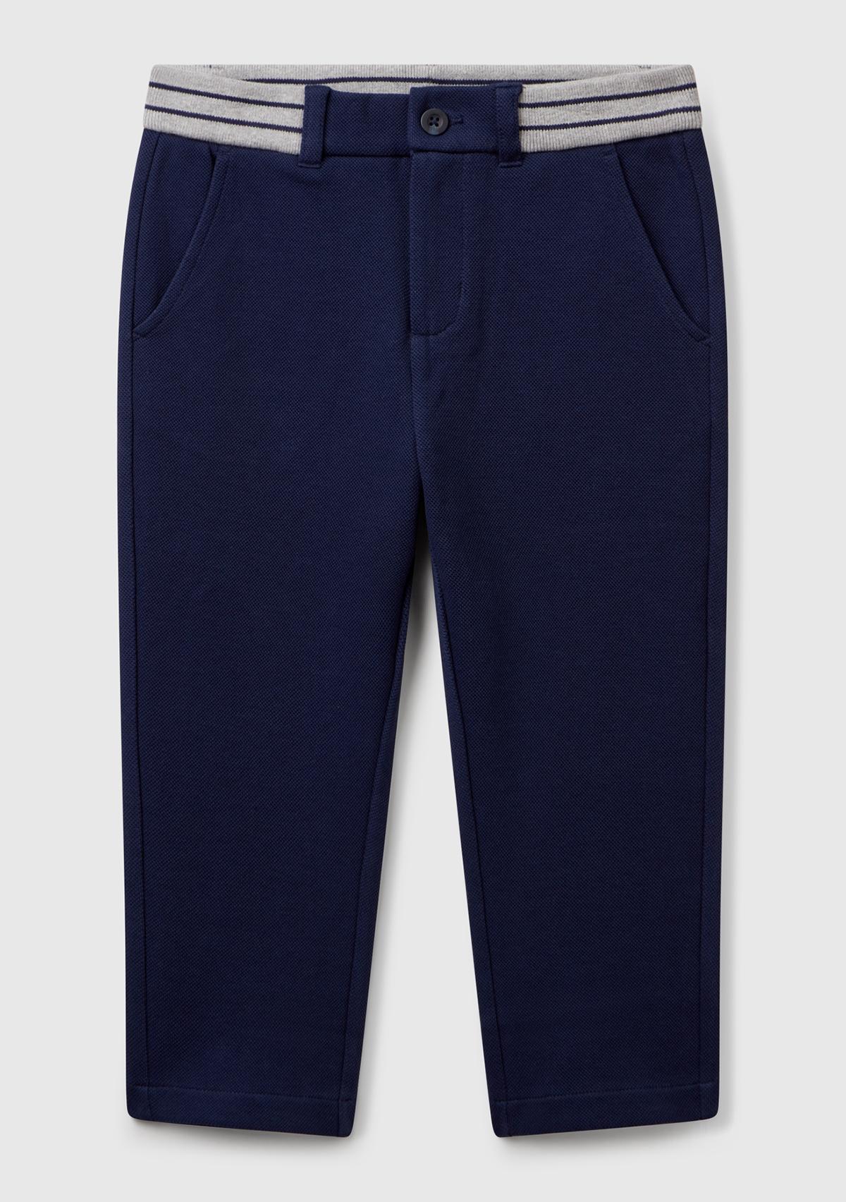  Erkek Çocuk Lacivert Bel Bandı Çizgili Yama Cepli Eşofman Altı