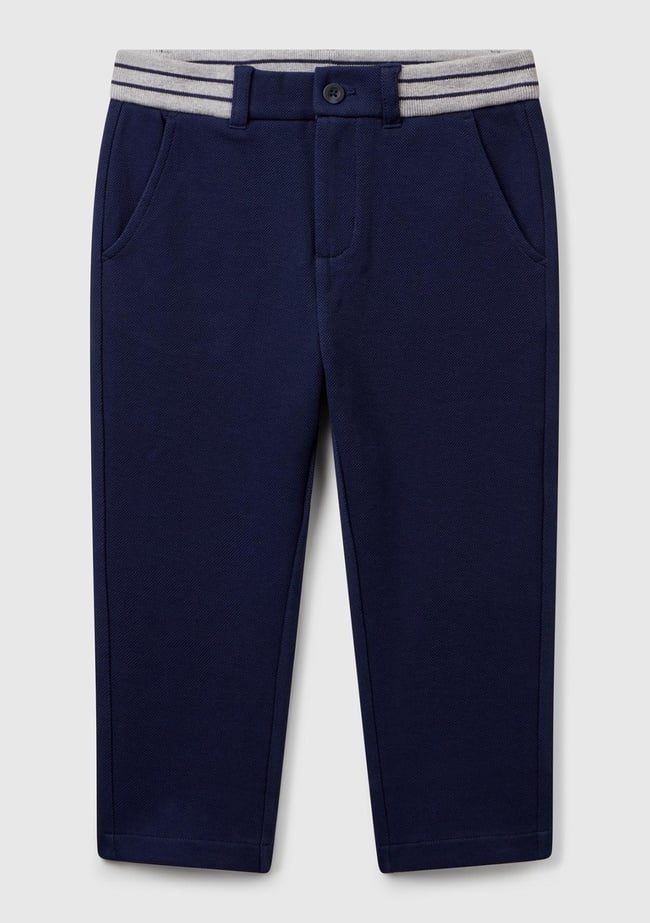  Erkek Çocuk Lacivert Bel Bandı Çizgili Yama Cepli Eşofman Altı