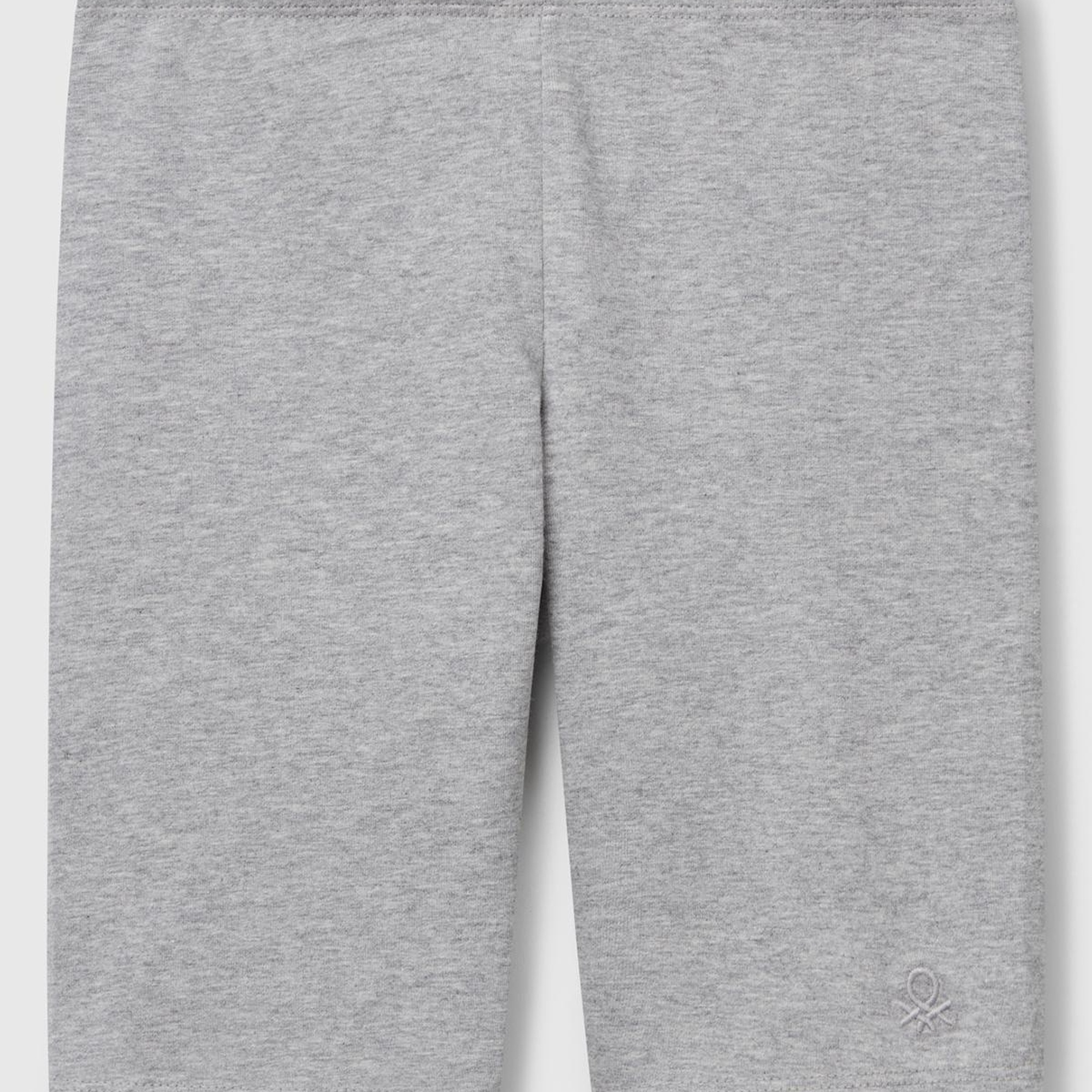 Kız Çocuk Gri Melanj Ton Sür Ton Logo İşlemeli Mini Bisikletçi Taytı