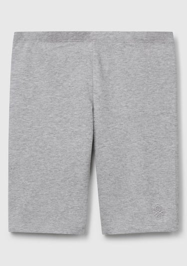  Kız Çocuk Gri Melanj Ton Sür Ton Logo İşlemeli Mini Bisikletçi Taytı