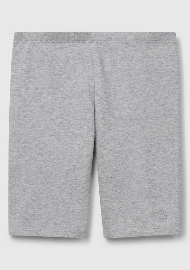  Kız Çocuk Gri Melanj Ton Sür Ton Logo İşlemeli Mini Bisikletçi Taytı