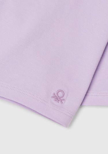  Kız Çocuk Lila Ton Sür Ton Logo İşlemeli Mini Bisikletçi Taytı