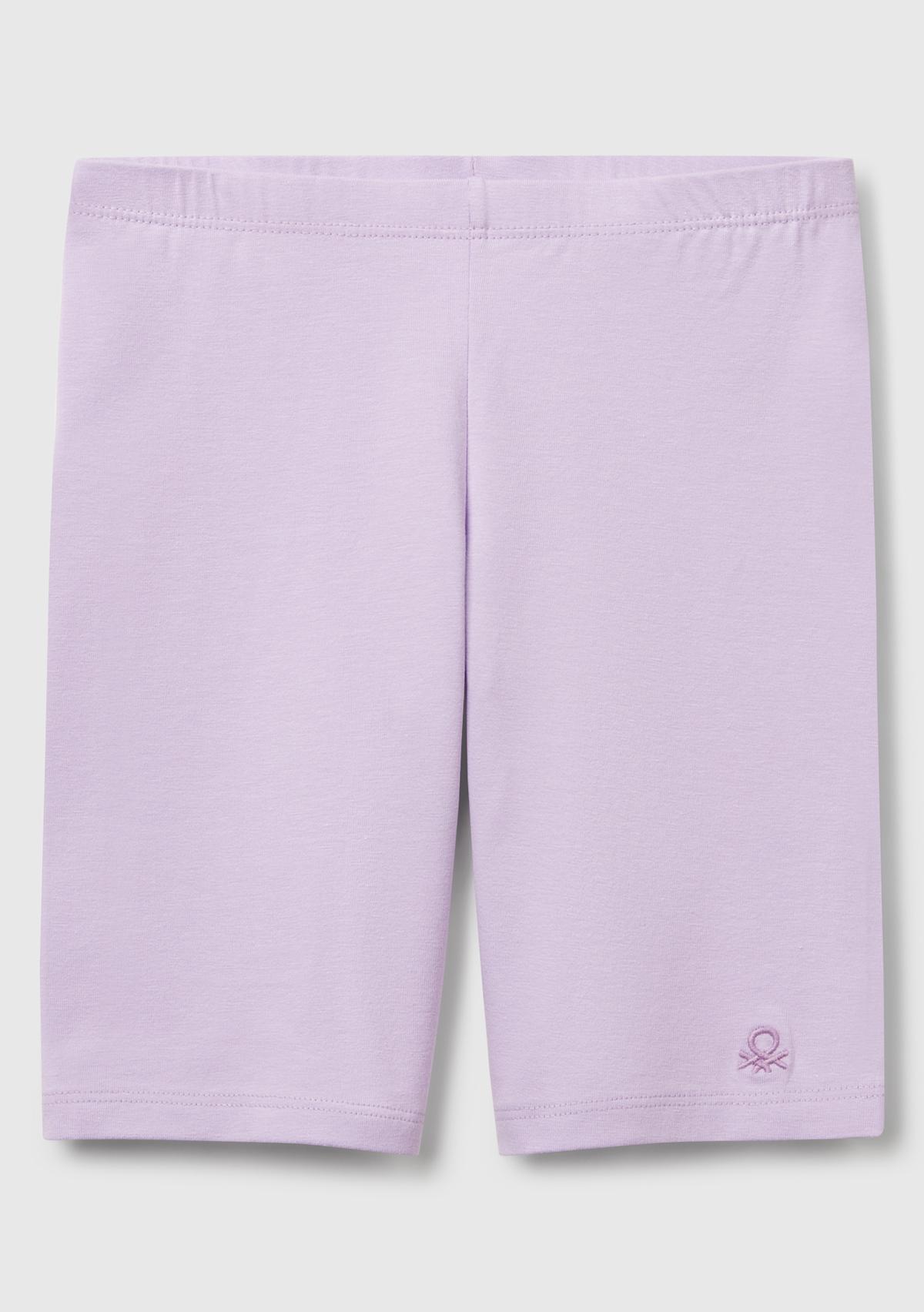  Kız Çocuk Lila Ton Sür Ton Logo İşlemeli Mini Bisikletçi Taytı