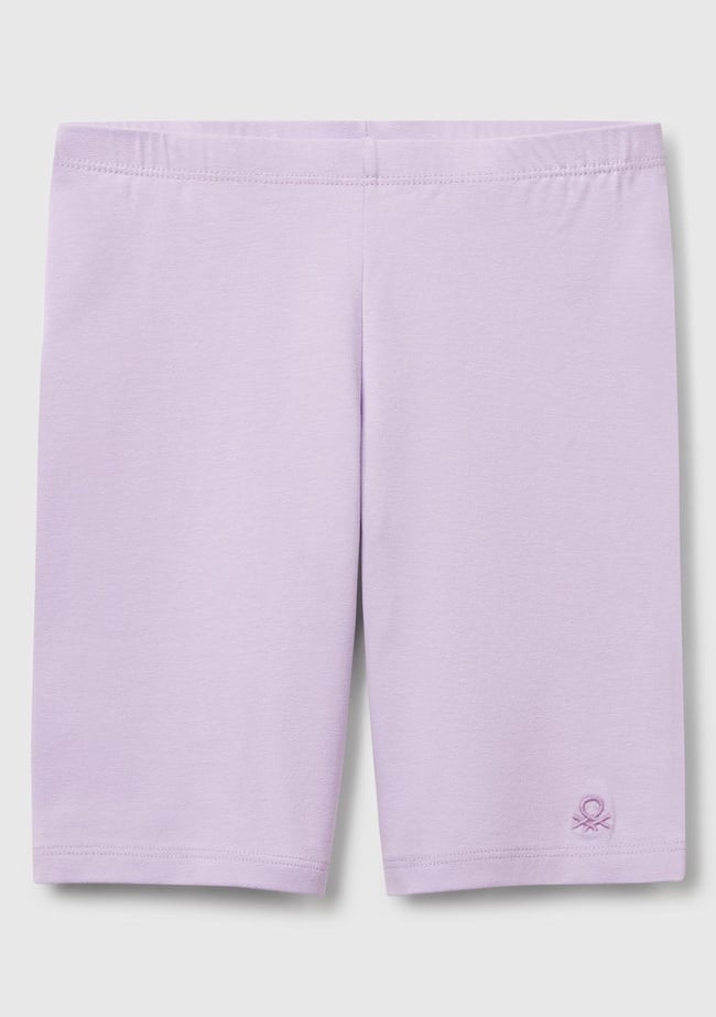  Kız Çocuk Lila Ton Sür Ton Logo İşlemeli Mini Bisikletçi Taytı