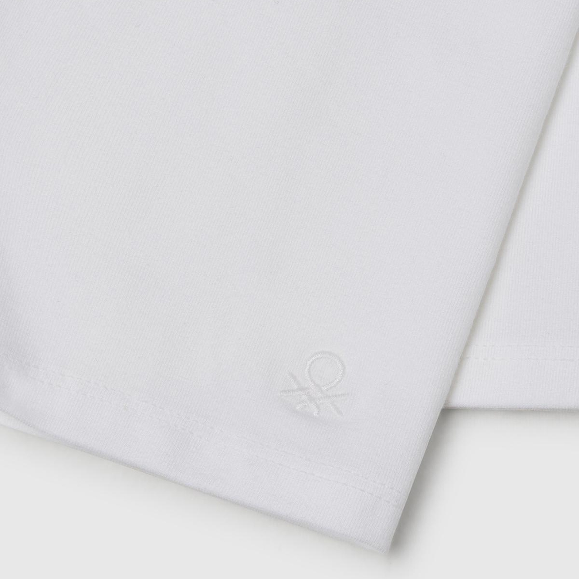 Kız Çocuk Beyaz Ton Sür Ton Logo İşlemeli Mini Bisikletçi Taytı