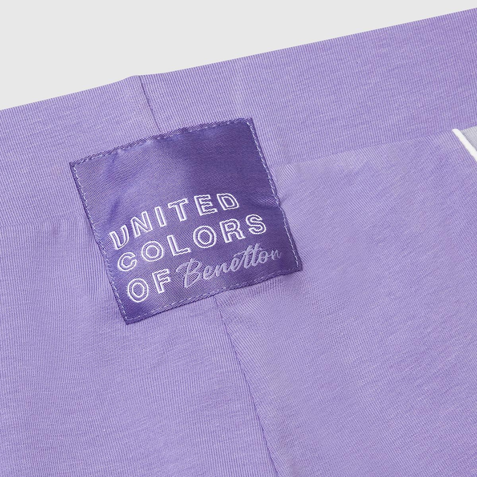 Kız Çocuk Mor Logolu Yanları Kontrast Renk Detaylı Biyeli Streç Tayt