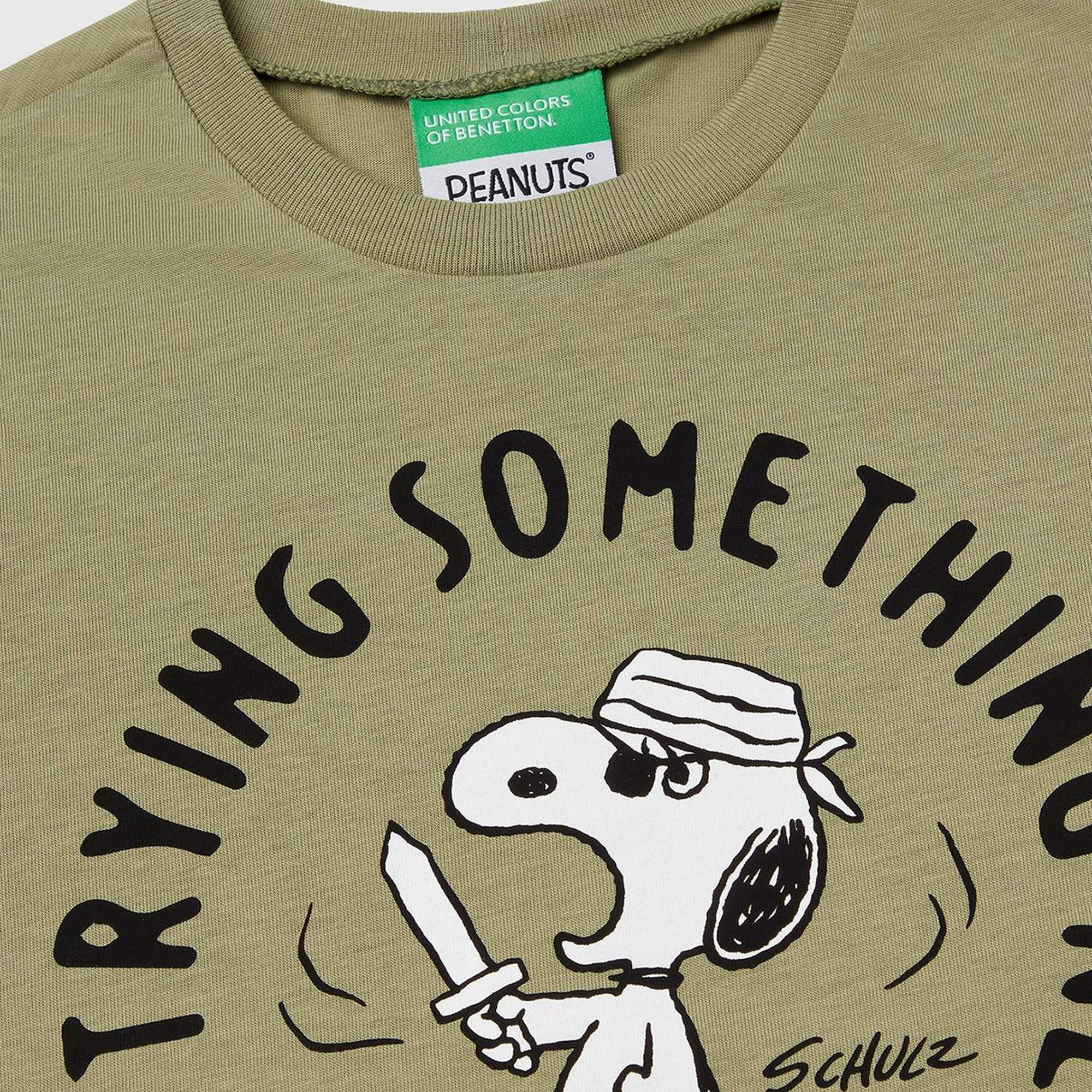 Erkek Çocuk Haki Peanuts Baskılı T-Shirt