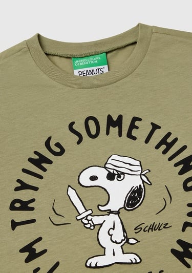  Erkek Çocuk Haki Peanuts Baskılı T-Shirt