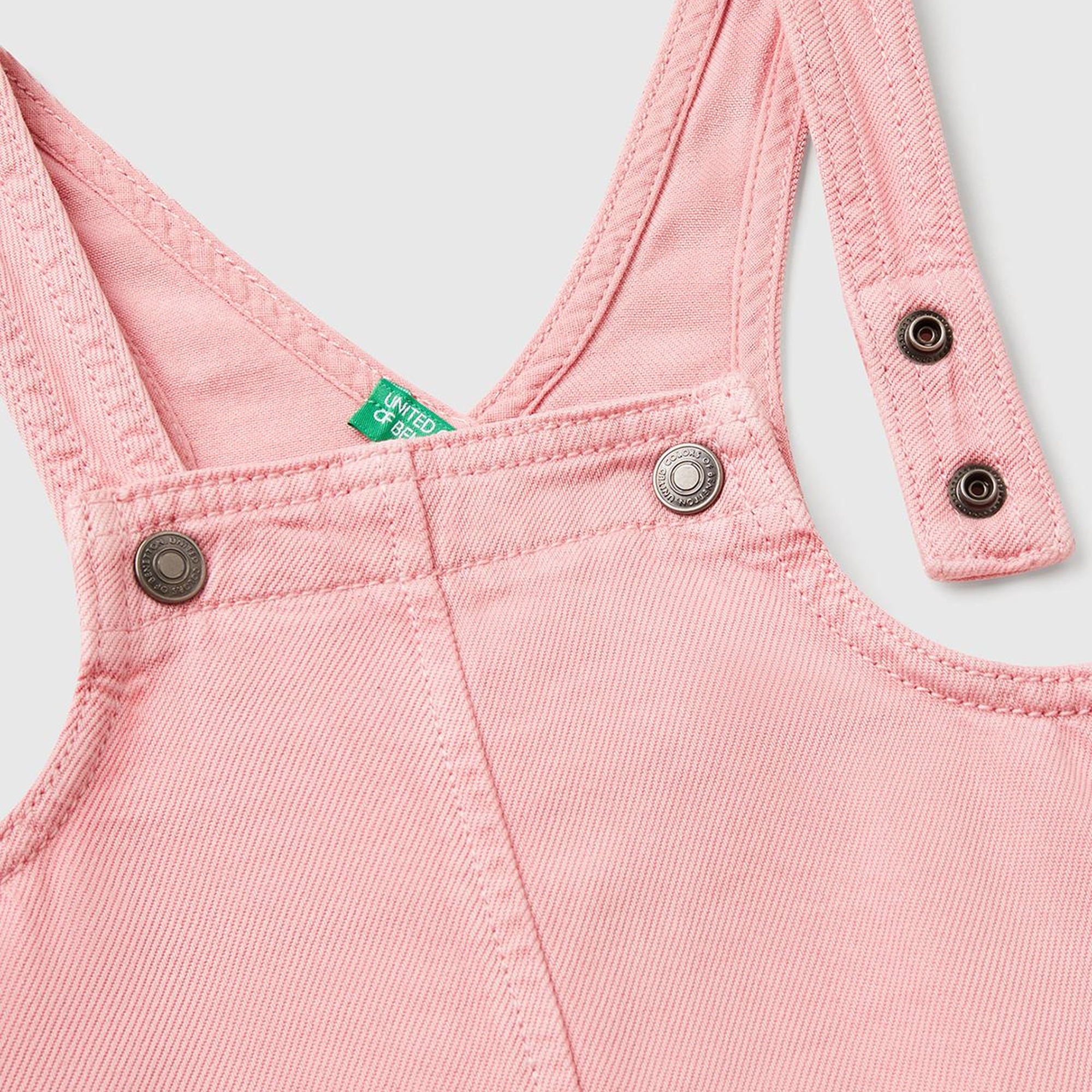 Kız Çocuk Pembe %100 Liyosel Logo Etiketli Yama Cepli Askılı Salopet