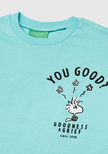  Erkek Çocuk Su Yeşili Peanuts Baskılı T-Shirt