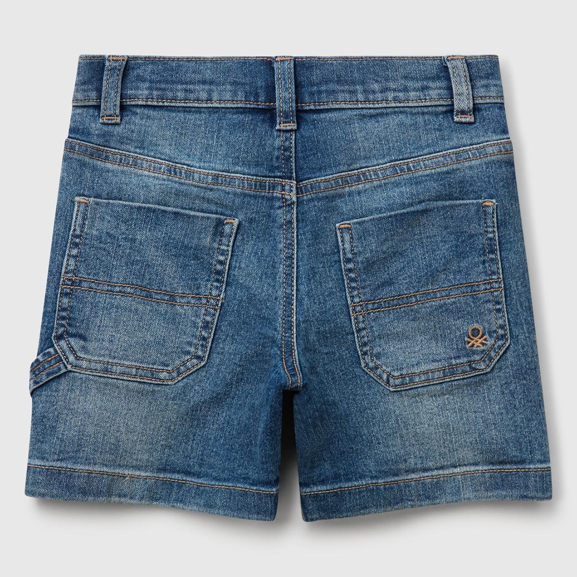 Erkek Çocuk Koyu Denim Yanı Detaylı Cepli Denim Streç Bermuda Şort