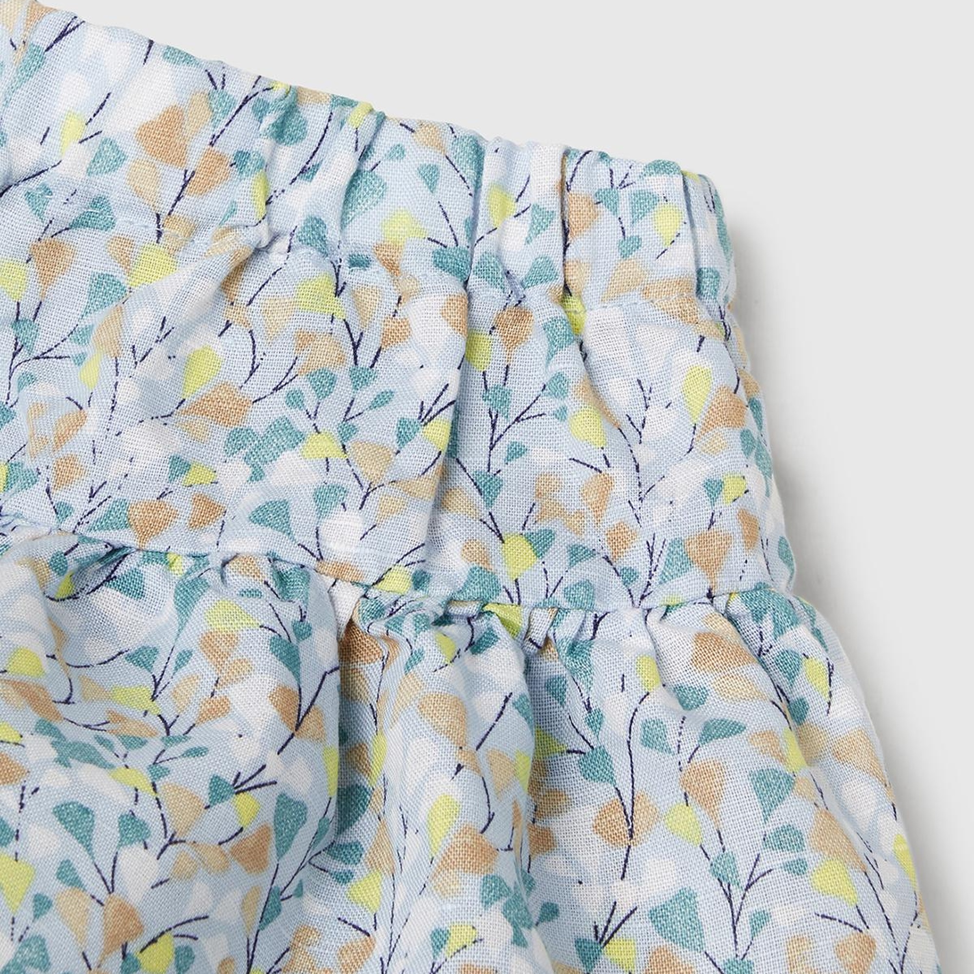 Kız Çocuk Mavi Tamamı Baskılı Beli Lastikli Katlı Etek