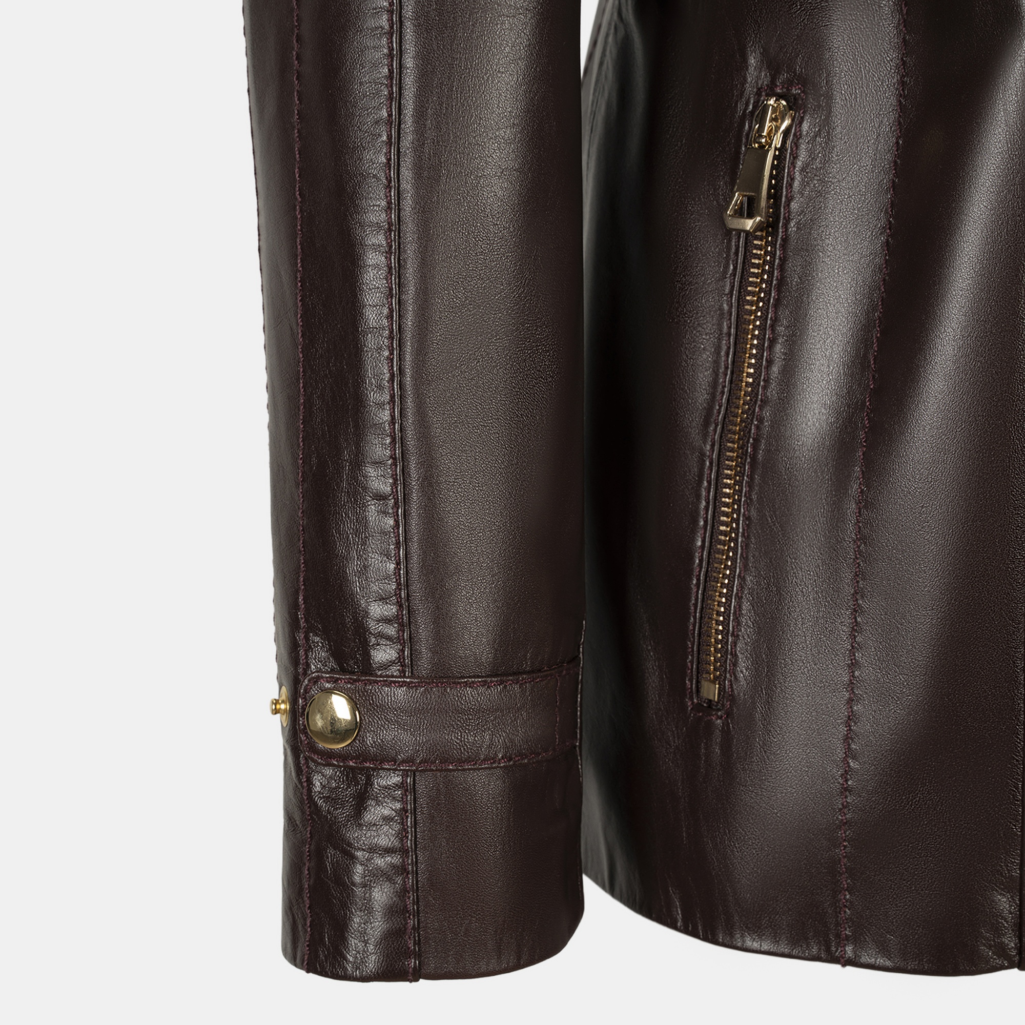 Kadın Bordo Kapüşonlu Deri Mont