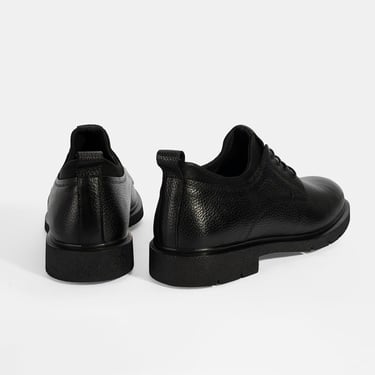  Erkek Siyah Bağcıklı Deri Klasik Ayakkabı