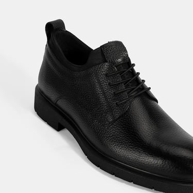  Erkek Siyah Bağcıklı Deri Klasik Ayakkabı
