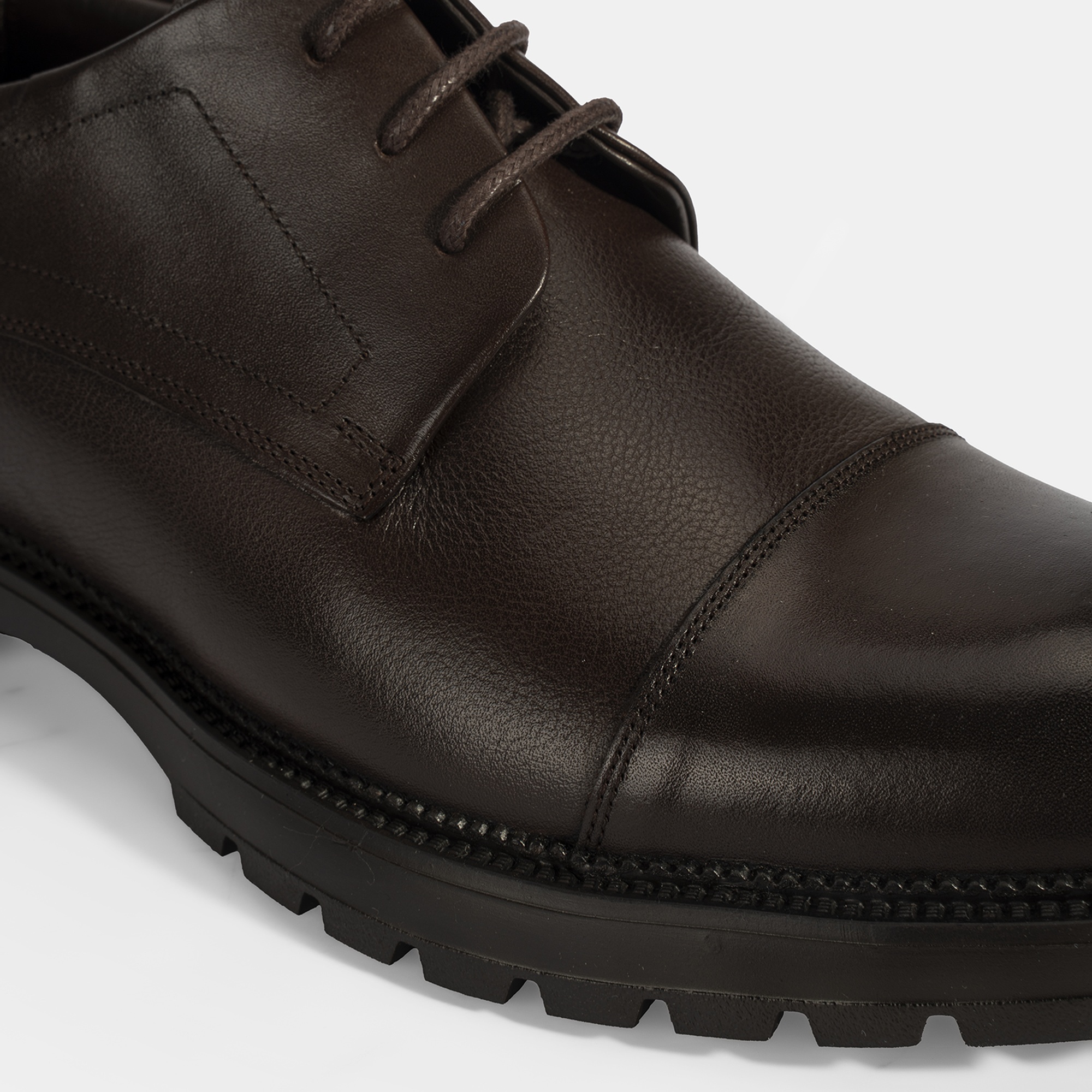 Erkek Kahve Bağcıklı Deri Günlük Ayakkabı