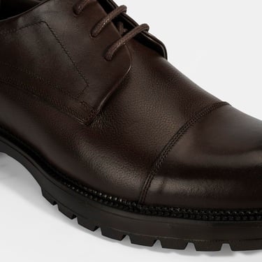  Erkek Kahve Bağcıklı Deri Günlük Ayakkabı