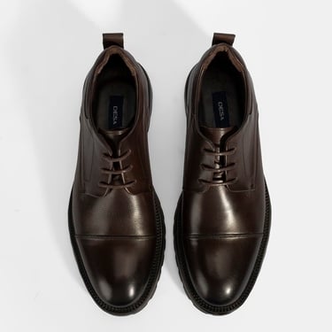  Erkek Kahve Bağcıklı Deri Günlük Ayakkabı