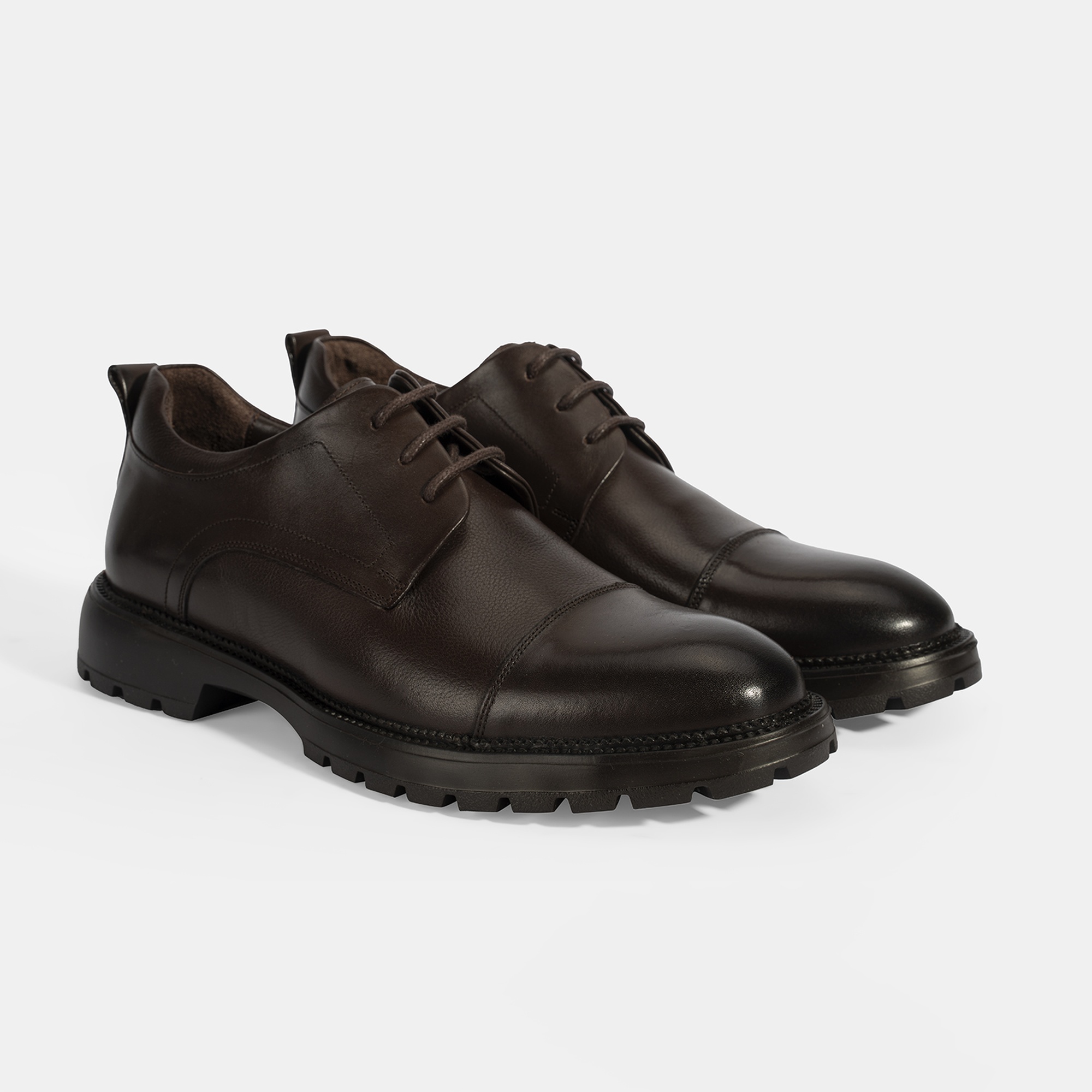 Erkek Kahve Bağcıklı Deri Günlük Ayakkabı