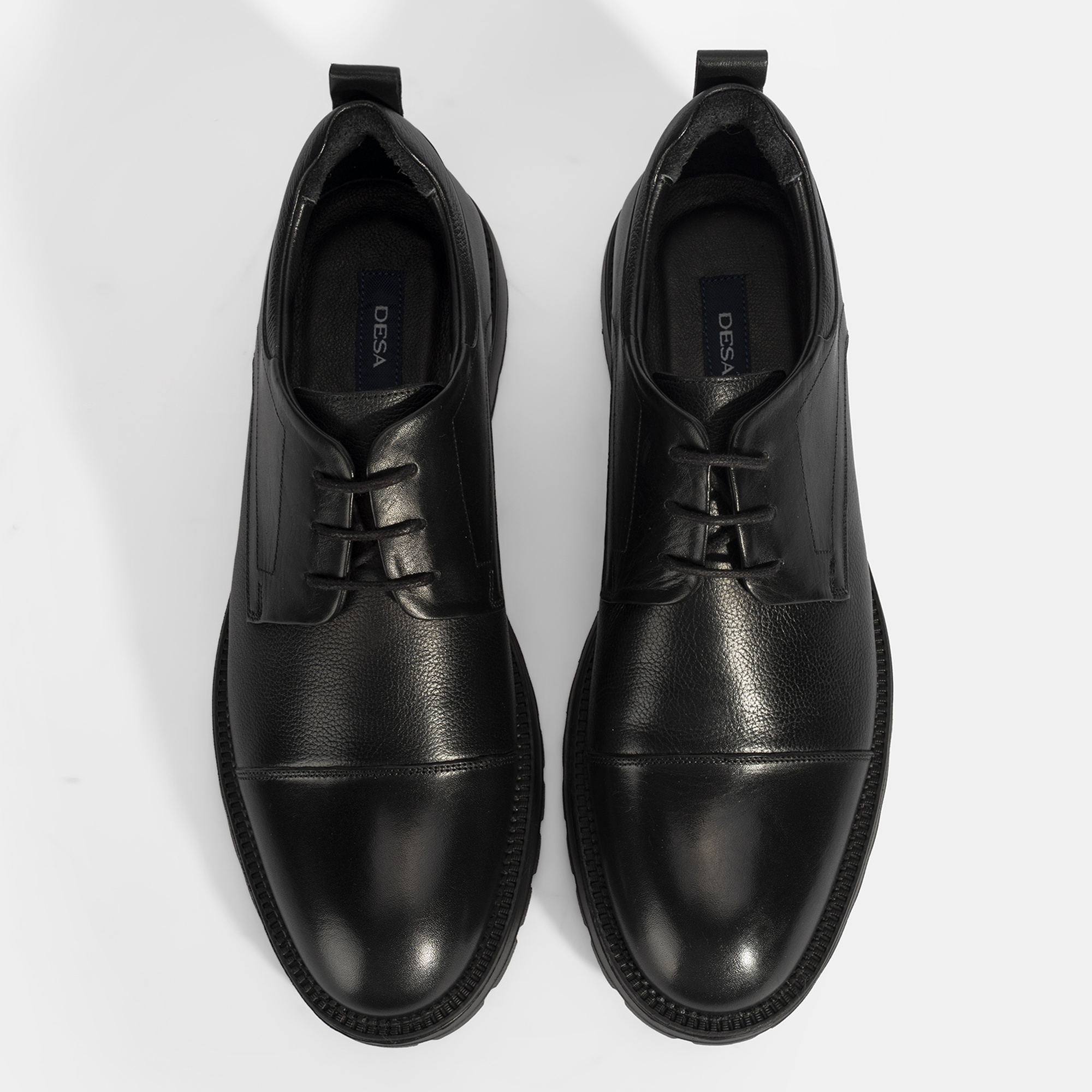 Erkek Siyah Bağcıklı Deri Günlük Ayakkabı