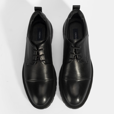  Erkek Siyah Bağcıklı Deri Günlük Ayakkabı