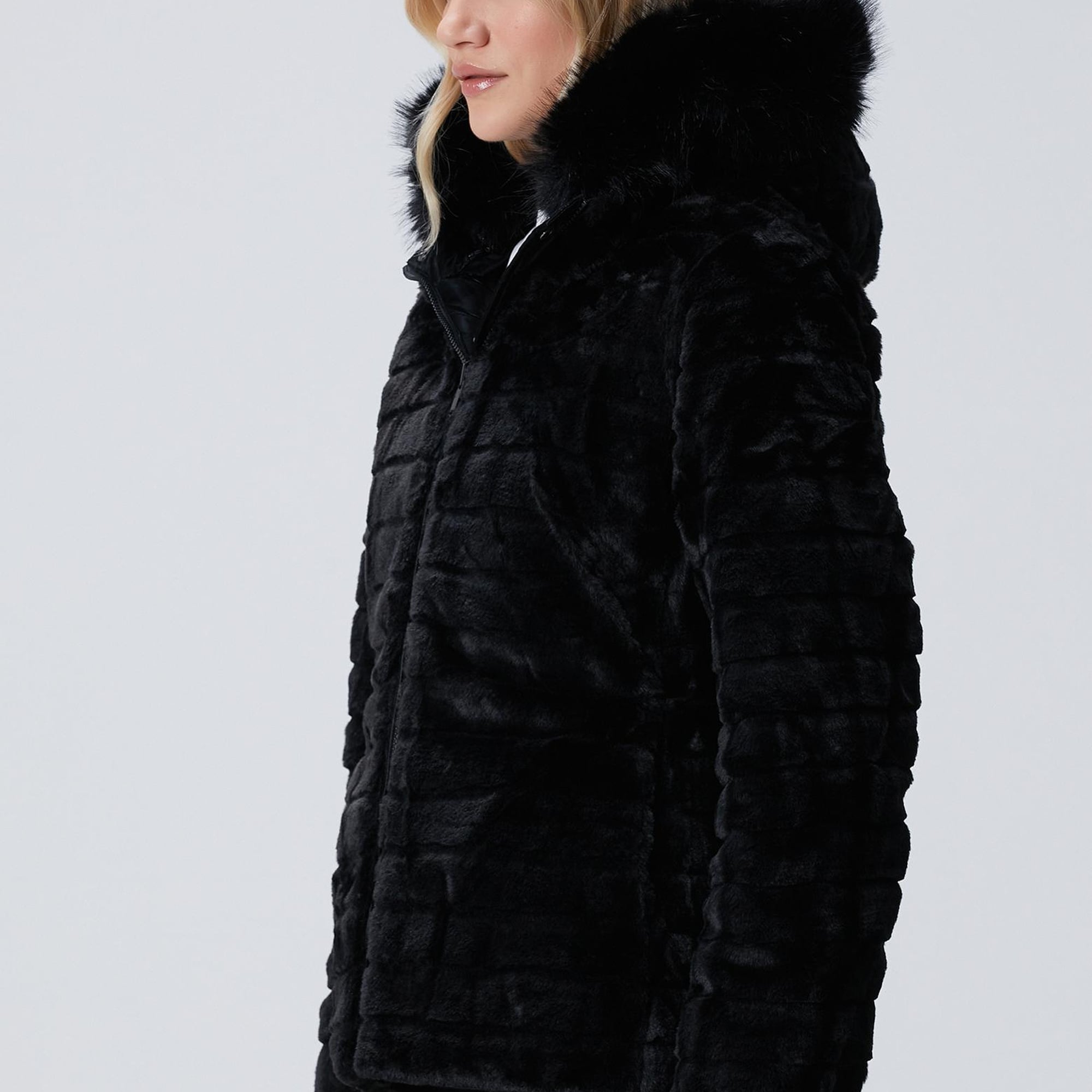 Network Kadın Siyah Çift Taraflı Kapüşonlu Mont