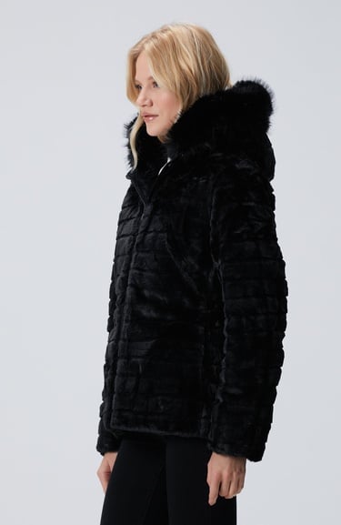 Network Kadın Siyah Çift Taraflı Kapüşonlu Mont