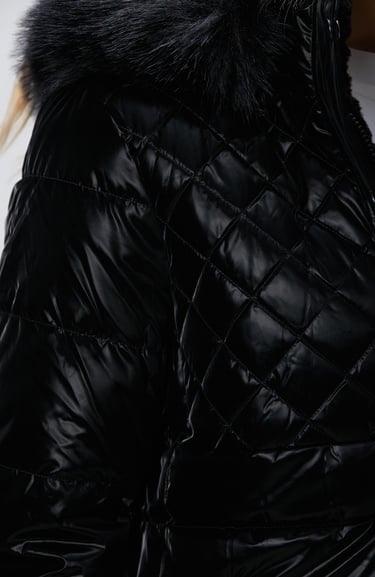  Network Kadın Siyah Çift Taraflı Kapüşonlu Mont