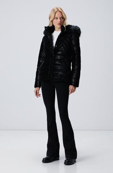  Network Kadın Siyah Çift Taraflı Kapüşonlu Mont