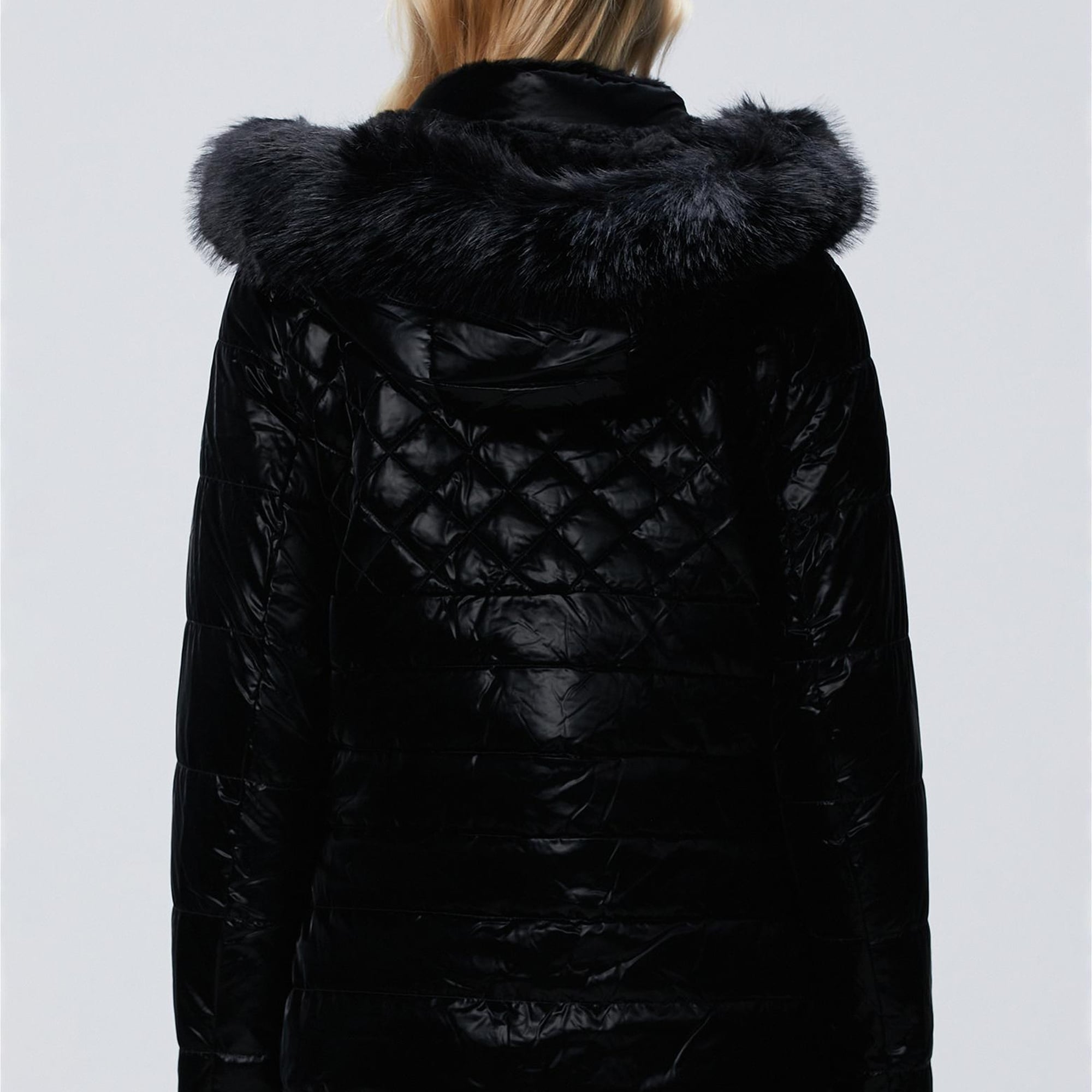 Network Kadın Siyah Çift Taraflı Kapüşonlu Mont