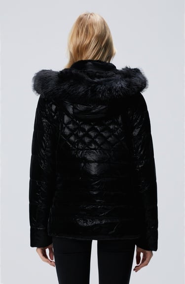  Network Kadın Siyah Çift Taraflı Kapüşonlu Mont